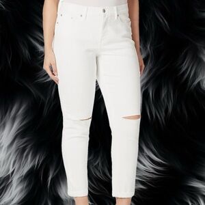 Denizen from Levi's Distressed White Cropped   Boyfriend Jeans